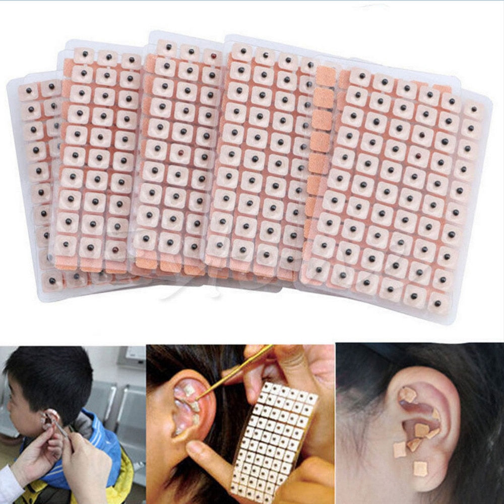 600pcs/lot Ear Acupuncture Massage Therapy Needle Patch Auricular Auriculotherapy Vaccaria Ear Care Seeds Sticker