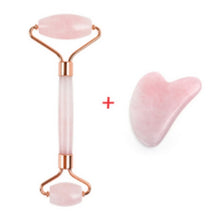 Load image into Gallery viewer, Noiseless Rose Quartz Roller Slimming Face Massager Lifting Natural Jade Facial Massage Roller Stone Skin Massage Tool Girl gift
