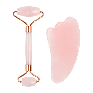 Noiseless Rose Quartz Roller Slimming Face Massager Lifting Natural Jade Facial Massage Roller Stone Skin Massage Tool Girl gift