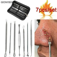 Load image into Gallery viewer, 3 4 5 7 8 Pc Stainless Steel Blackhead Remover Tool Kit Face Massage Whitehead Pimple Spot Comedone Acne Extractor Face Massager
